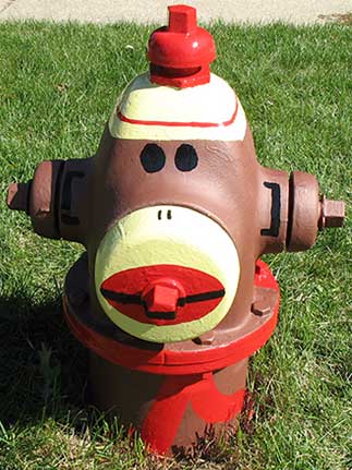 Sock Monkey Hydrant- Central and Cornell